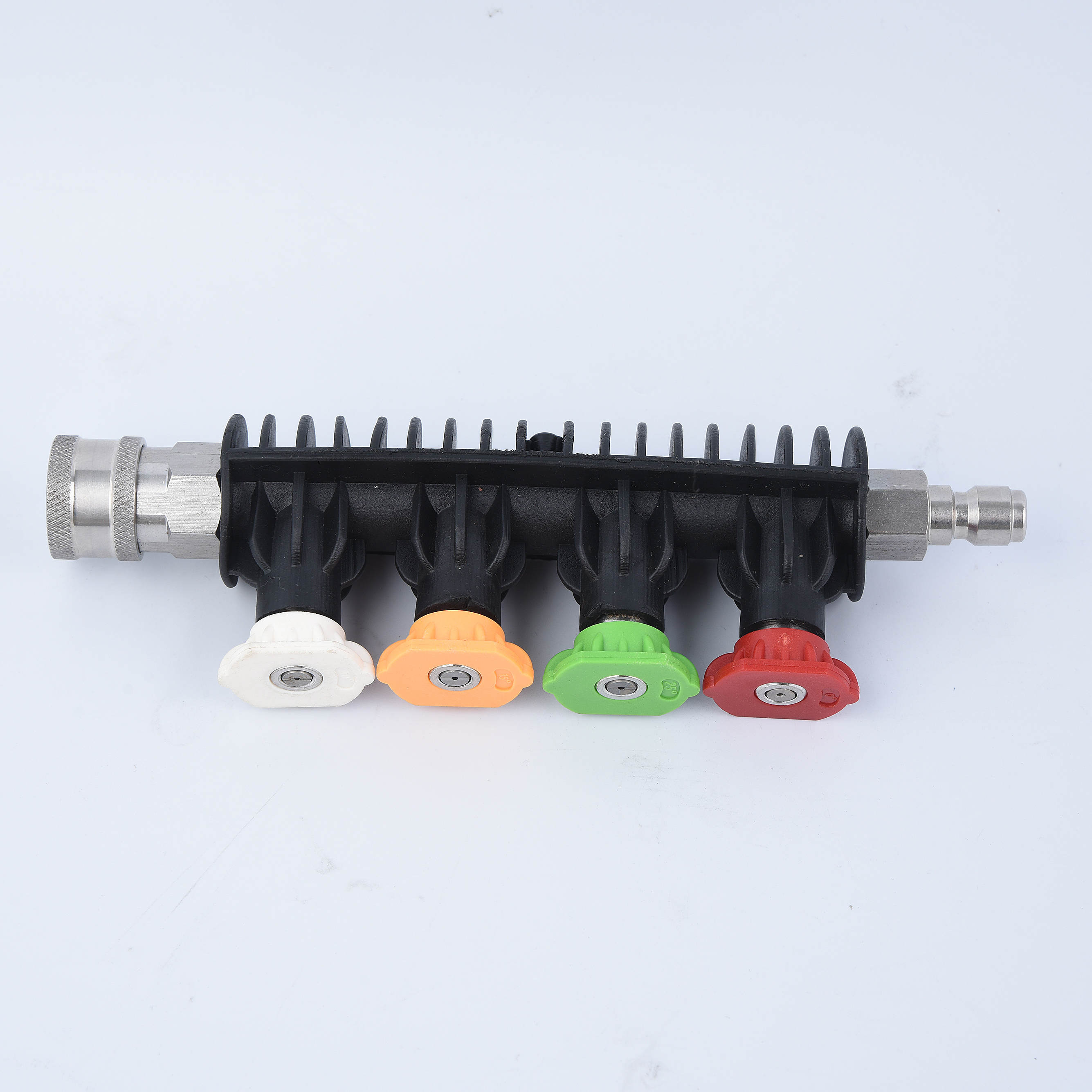 Lanza de acero inoxidable de conexión rápida con soporte de boquilla y 4 boquillas a presión